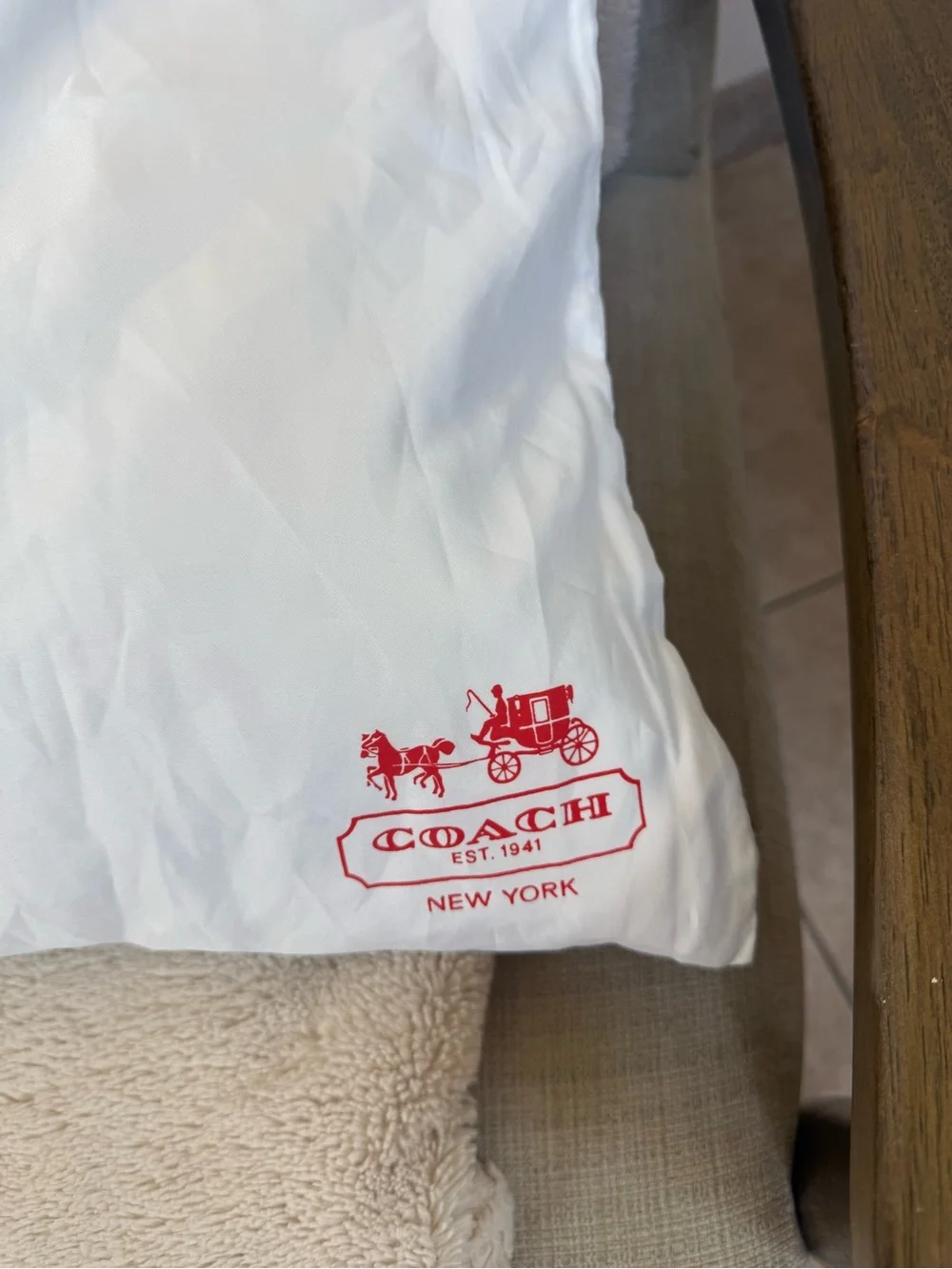 COACH White Drawstring Dust Bag  Large 23x19